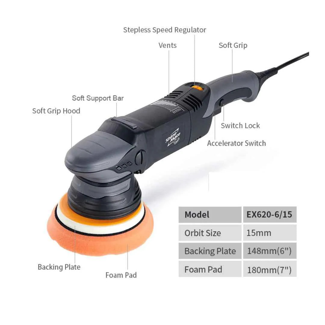 Shinemate Dual Action 125 mm Polermaskine Med 15mm Udsving