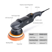 Shinemate Dual Action 125 mm Polermaskine Med 15mm Udsving